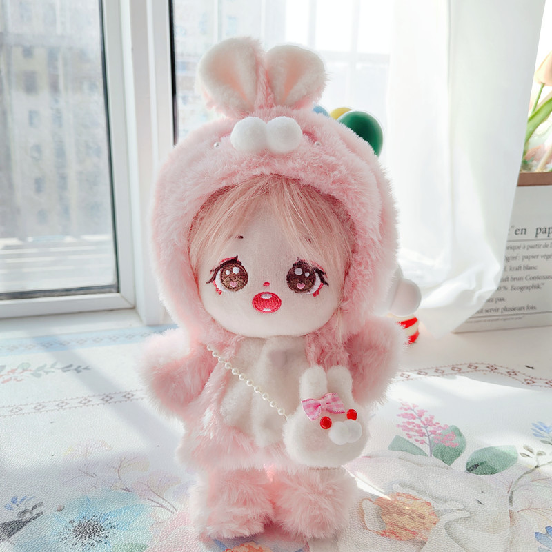 20cm algodón muñeca conejo ropa Rosa Orejas de conejo felpa bolsa de zapatos traje