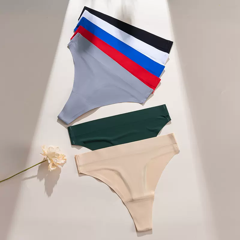 跨境加长高腰巴西内裤女士性感无痕一片式隐形Ｔ裤大码冰丝三角裤