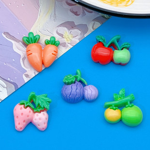 Shiny Fruit Vegetable Cantaloupe Carrot Strawberry Apple Hairpin Haircord Cream Gel DIY Material Resin Accessories