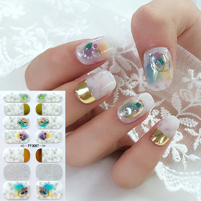 Pegatina de uñas de diamante de imitación 5D para hornear sin gel ins Halloween Navidad copo de nieve alce pegatina de uñas DIY pegatina de uñas
