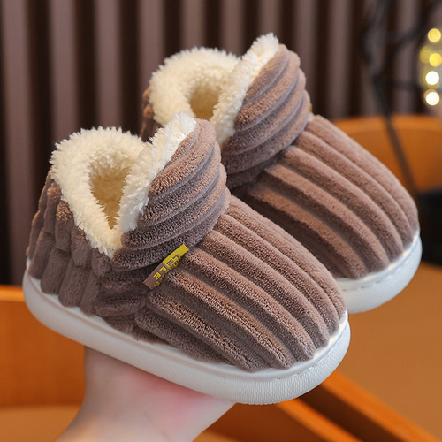 Children's Cotton Slippers for Boys and Girls, Cartoon Packable Heel, Anti-Slip Indoor Home Plush Slippers, Thick Warmth, Children's Style