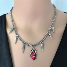 不锈钢链子欧美跨境新品朋克风心脏五角星冷酷辣妹铆钉锁骨项链
