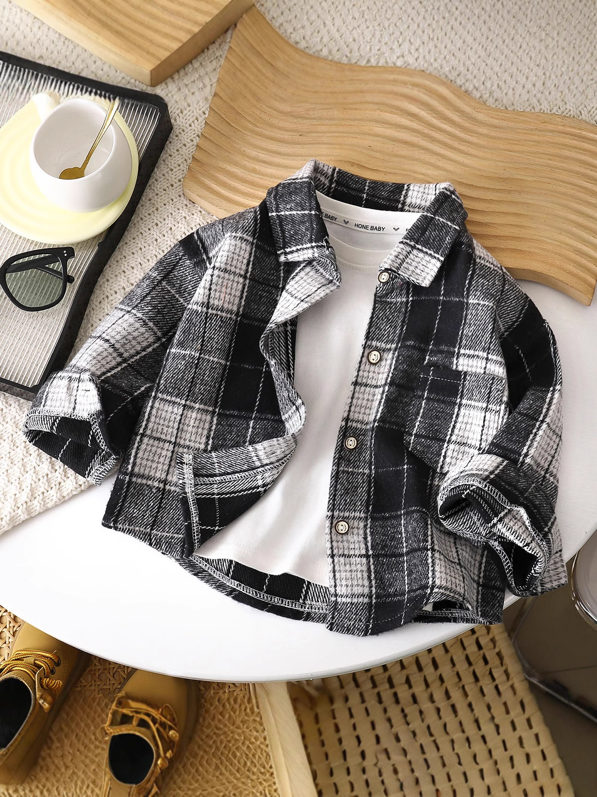 Primavera y otoño ropa infantil Camisas casuales de cuadrados para hombres Camisas de manga larga chaqueta de moda para niños chaqueta de moda