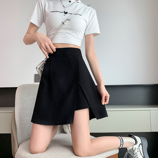 Skirt Fat Pleated Summer Women's A-Line Skirt Slimming Look Slightly Fat Slit Skirt 2025 High Waist Large Size Black Hip Covering