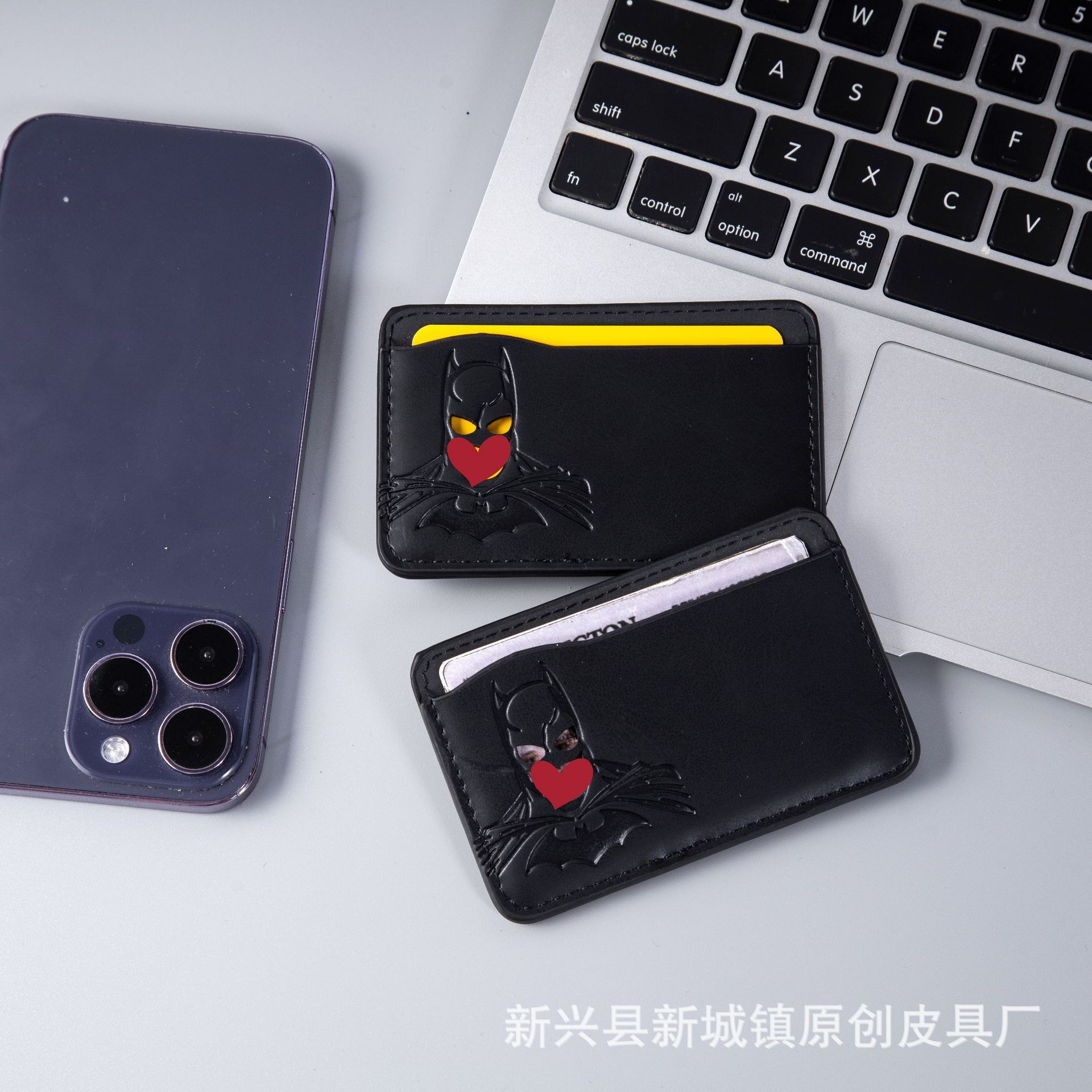 Bolsa de tarjeta bancaria de posición de tarjeta múltiple ultrafina, funda de tarjeta corta minimalista, monedero de cuero para hombre, murciélago de equipo de héroe transfronterizo