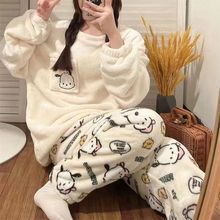 源頭工廠法蘭絨睡衣冬季保暖甜美卡通少女家居服套裝爆款外單打包