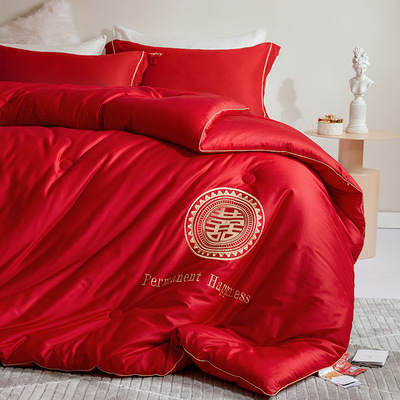 2025新款纯棉全棉长绒棉婚庆大豆纤维被芯子喜庆婚嫁婚房陪嫁被子|ms