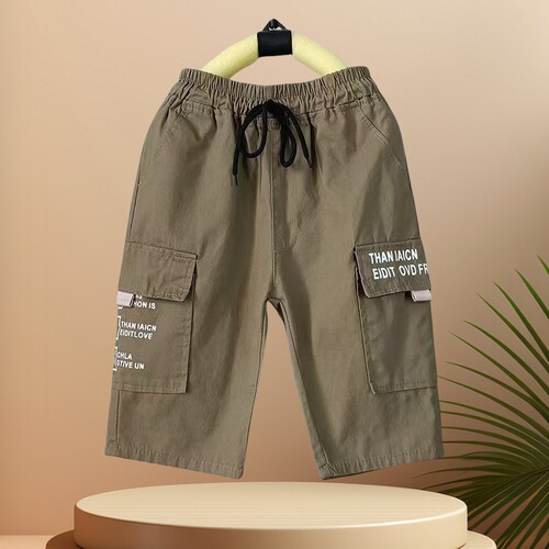 Boys 'mid-pants 2025 children's clothing quarter pants, cotton, middle and small children's summer loose shorts, overalls, all-match, boys' fashion