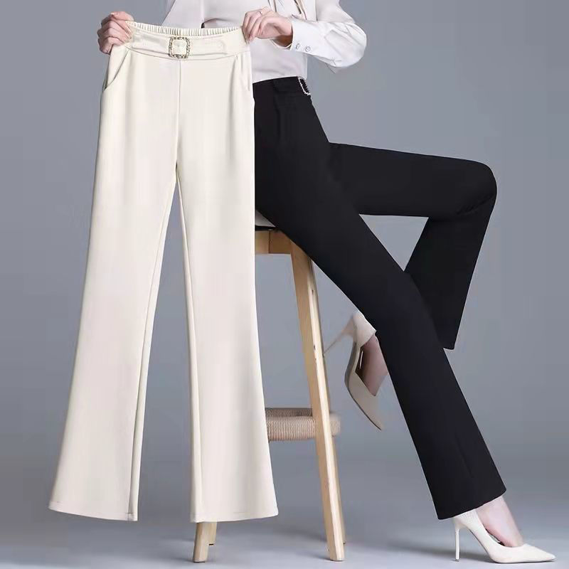 Same day delivery spring and summer women's pants slim pants elastic high waist casual pants slim slimming flared pants factory direct sales Same day delivery spring and summer women's pants slim pants elastic high waist casual pants slim slimming flared pants factory direct sales