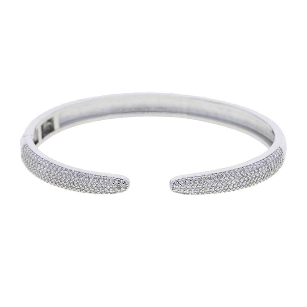 Adjustable Minimalist Zircon Bangle Women's Trendy Diamond Jewelry_voghion.com