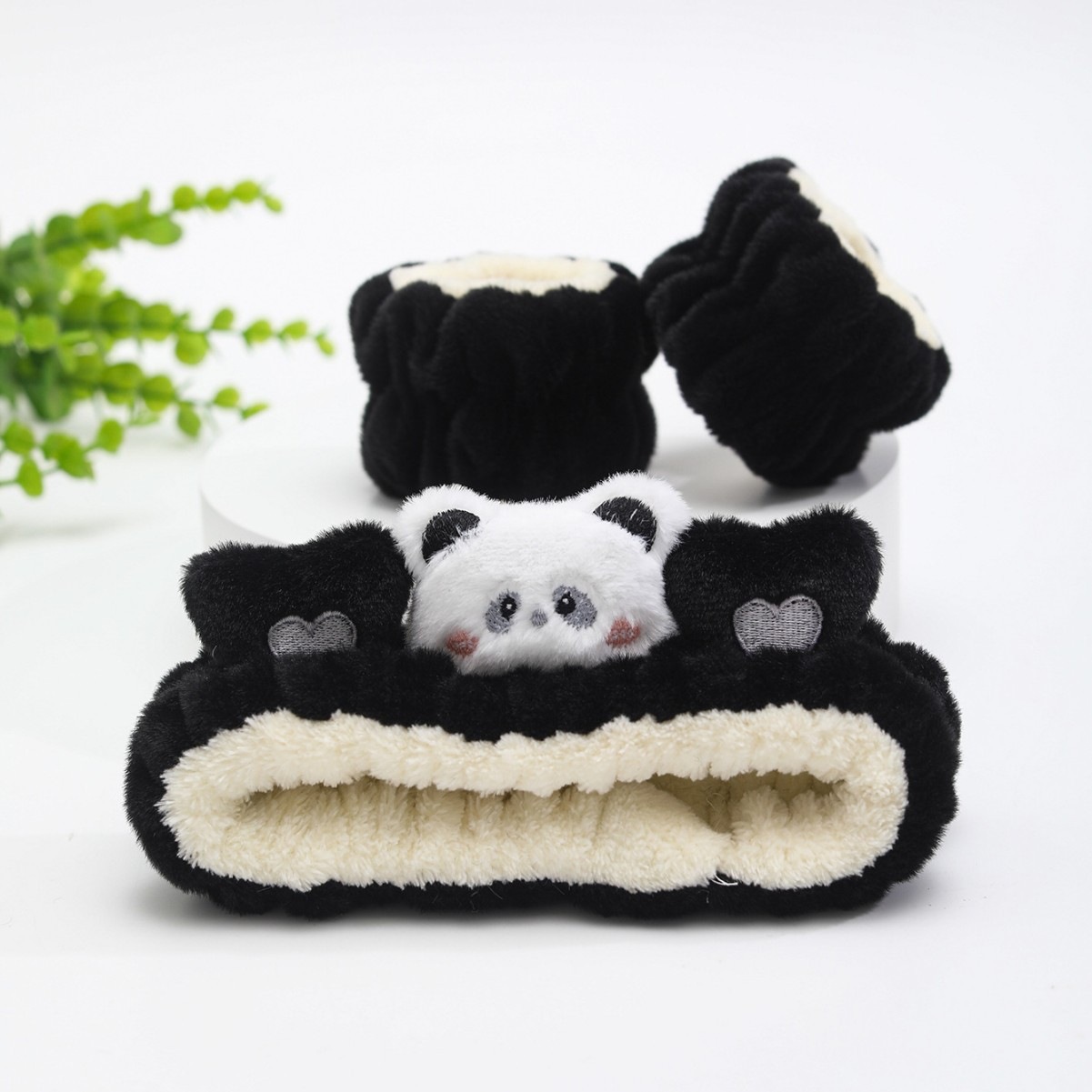 Otoño y invierno nuevo super lindos dibujos animados animal correa de cabello conjunto de correa de muñeca a prueba de humedad presión protector de cabello de muñeca lavado de la cara accesorios de cabello al por mayor