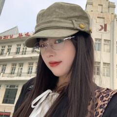 日系做旧平顶报童帽子女秋季英伦复古八角帽小众时尚原宿风马术帽