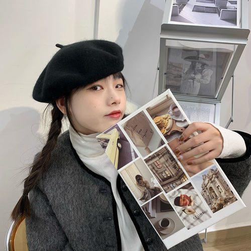 Japanese Style Woolen Beret Women's Autumn Winter Korean Version British Style Cool and Spicy Girl Round Face New Fashionable Student Cap 