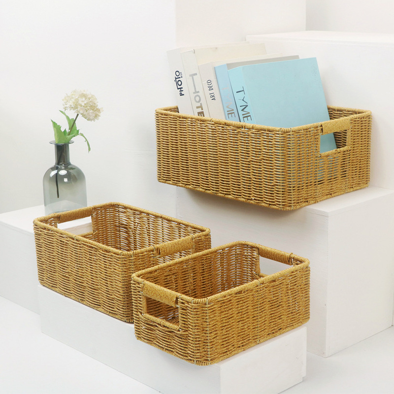 Rattan-like Storage Basket Household Large-capacity Clothes Sundries Desktop Snack Toy Finishing Kitchen Storage Basket