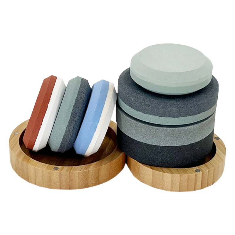 Ручной круглый шлифовальный камень Портативный бытовой наружный шлифовальный стеклянный топор Черный углеродный круглый шлифовальный блок Круглый масляный камень с лопастями