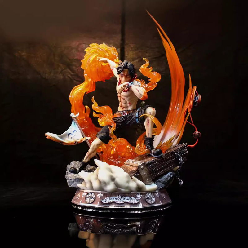 One Piece Resonant Bond Flame Emperor Ace Light-Up Scene Statue with Remote Control Boxed Figure One Piece Resonant Bond Flame Emperor Ace Light-Up Scene Statue with Remote Control Boxed Figure