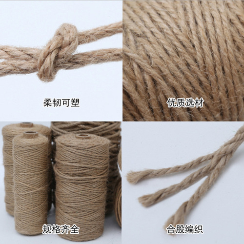 Decorative diy hand-woven fine hemp rope thick jute rope twine wholesale rope binding wire tug of war cat climbing rope
