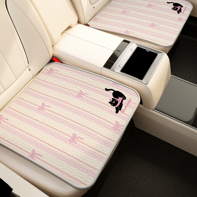 Cartoon Car Single-Piece Seat | Motorcycle cushion - meow-girl-cool-tencel-car-seat-cushion-rounded-corners-on-four-sides-3030cm-only-for-lazy-people-supports-machine-washing