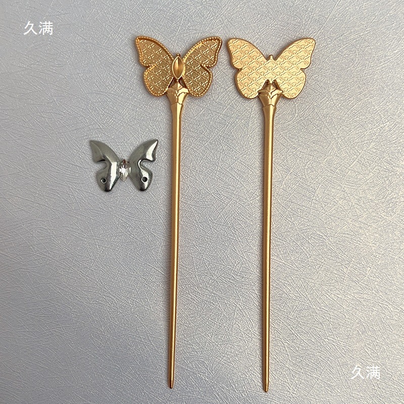 手作り diy ヘアピンベース宋錦パッチアート新中国風合金ヘアアクセサリーベース古代スタイルのヘアピン花冠ヘアピン|undefined