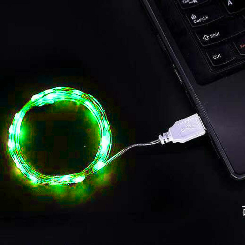 LED pequeña cadena de luz USB Cadena de alambre de cobre luz al por mayor cadena de luz LED Regalo de Cumpleaños ramo fresco decoración banco de energía luces de colores