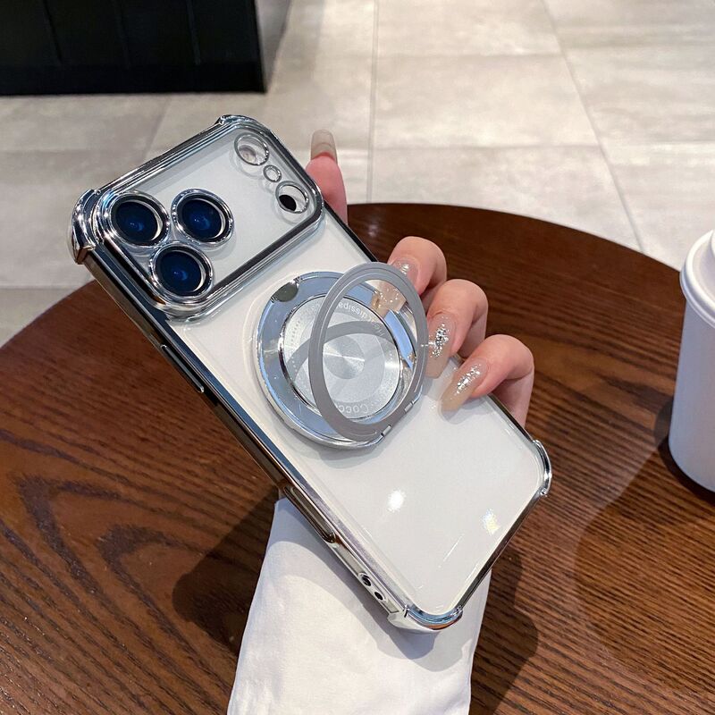 适用iPhone17promax四角防摔手机壳360旋转磁吸支架苹果16保护套|undefined