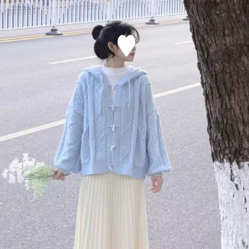 妊婦服の早秋セットの甘いミルクティー系の小さい背の洋風のセーターのコートの半身のスカートの秋冬の2つのセット|undefined