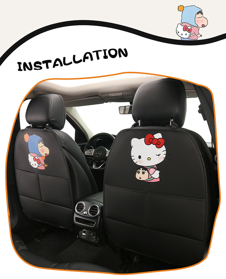 Car Anti-Kick Pad, Kidsren's Seat Back Cartoon Anti-Kick Pad, Wear-Resistant Leather Rear Seat Back Pad, Kt Cat Crayon Shin-Chan Pad