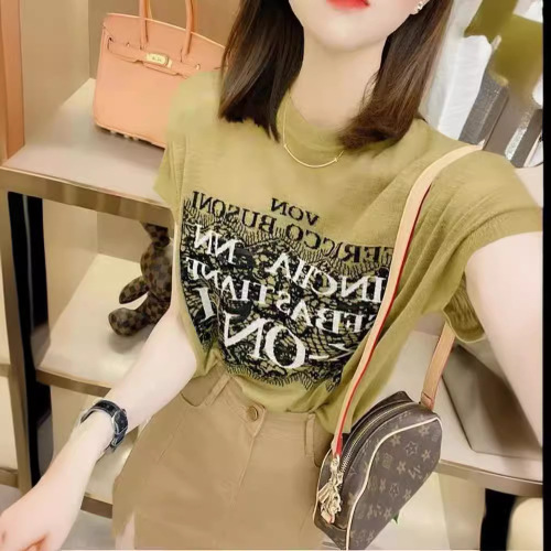 Summer New Letter Print Short Sleeve T-shirt for Women, Thin Design Fitted, Unisex Stylish, Loose and Casual Round Neck Top