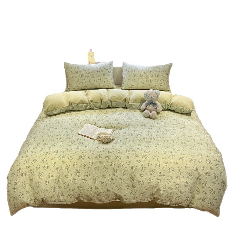 Completo lenzuola quattro pezzi in garza di cotone lavato letto_voghion.com
