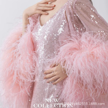 新中式晨袍女新娘敬酒服订婚礼服高端轻奢小众粉色拖地连衣裙长