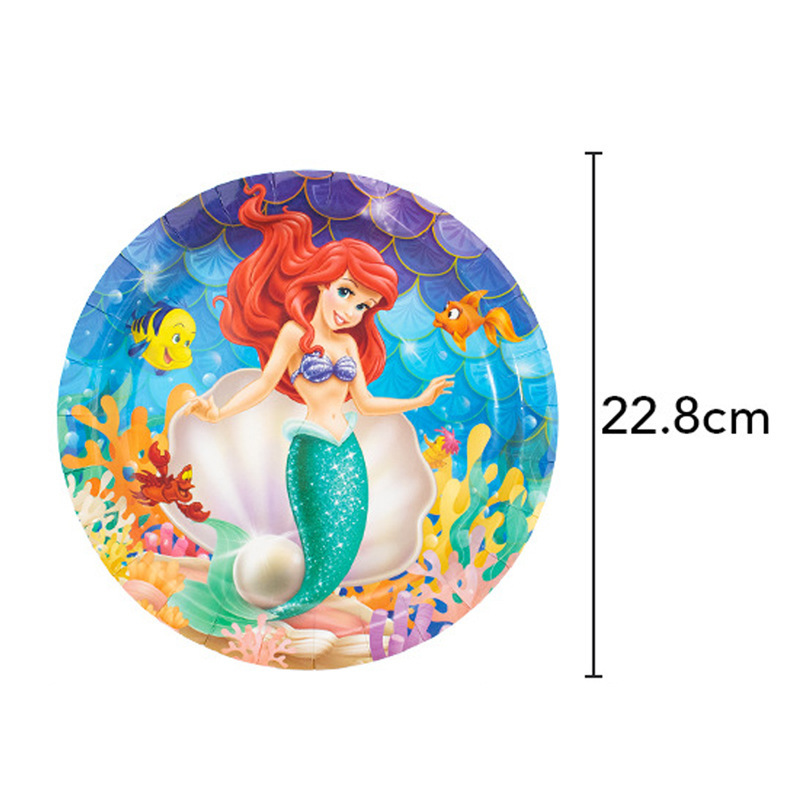 Tres generaciones sirena en stock de dibujos animados para niños suministros de fiesta de cumpleaños Amazon taza de papel plato de papel taza de papel vajilla traje
