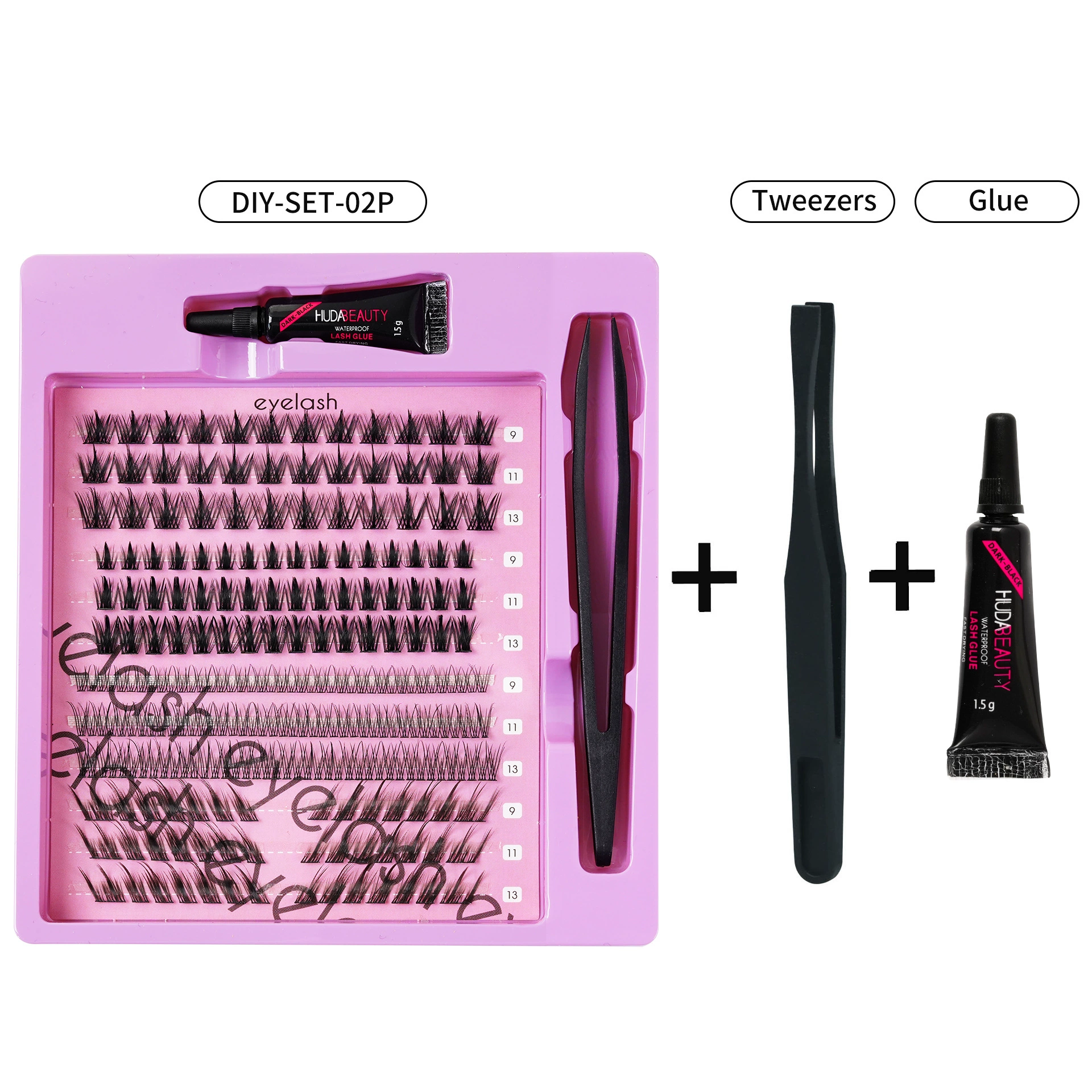 False Eyelash DIY Book, 640 pcs Clusters, 10D–40D Volume, Gift Box Kit