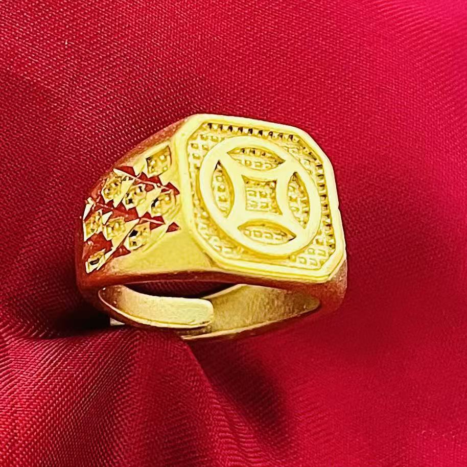 黄銅の金メッキの福の金儲けの指輪の男性の多種類の車の花は宝の蛇口の関公の戒子の金メッキの指輪を招きます。