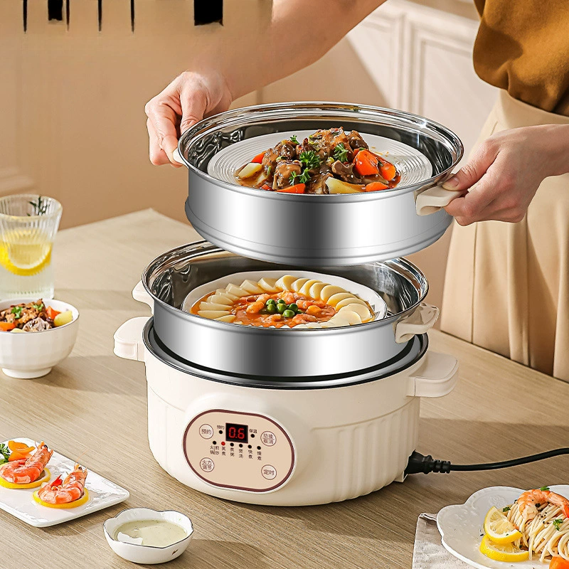Электрическая пароварка, бытовая пароварка большой емкости с таймером, подключаемая к сети, автоматическое отключение, многофункциональная универсальная кастрюля для приготовления на пару, тушения и замачивания