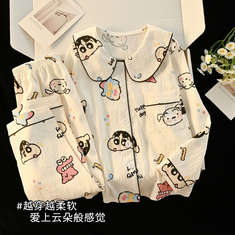 云朵棉儿童睡衣女秋季长袖套装亲子薄款中大童公主风娃娃领家居服|undefined