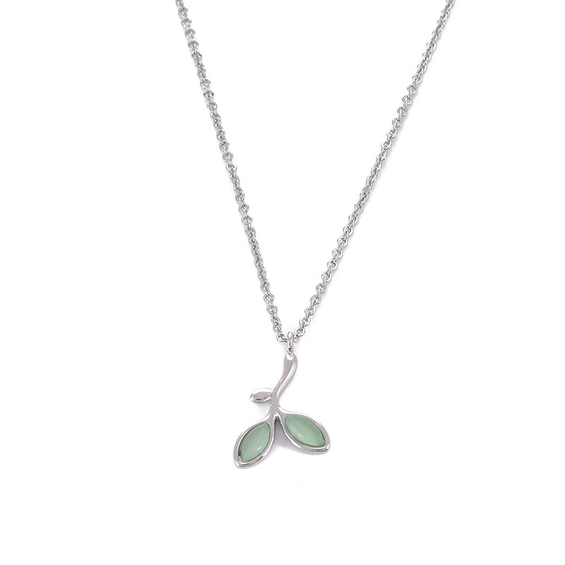 Collana Foglia Verde Semplice e alla Moda Collare Personalizzato Versatile Dolce Collana Set di Gioielli_voghion.com