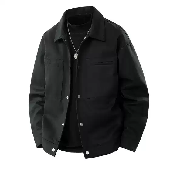 New Trendy British Style Lightweight Workwear Outdoor Windbreaker Solid Color Lapel Casual Jacket Men's Fashion Coat for Spring and Autumn