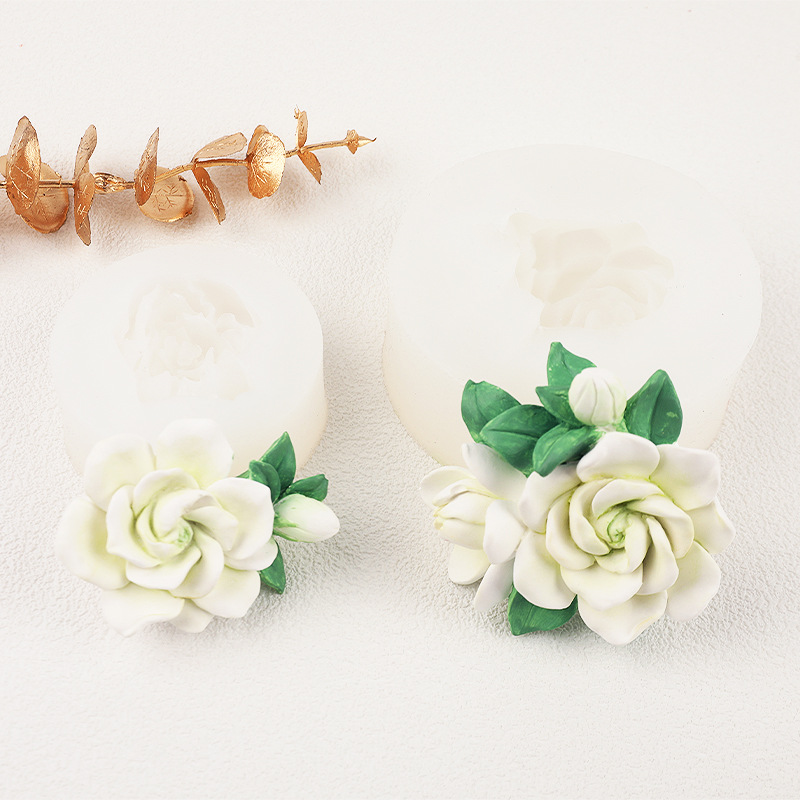 Gardenia tridimensional flor decoración molde de silicona DIY decoración de la torta resina epoxi molde de yeso