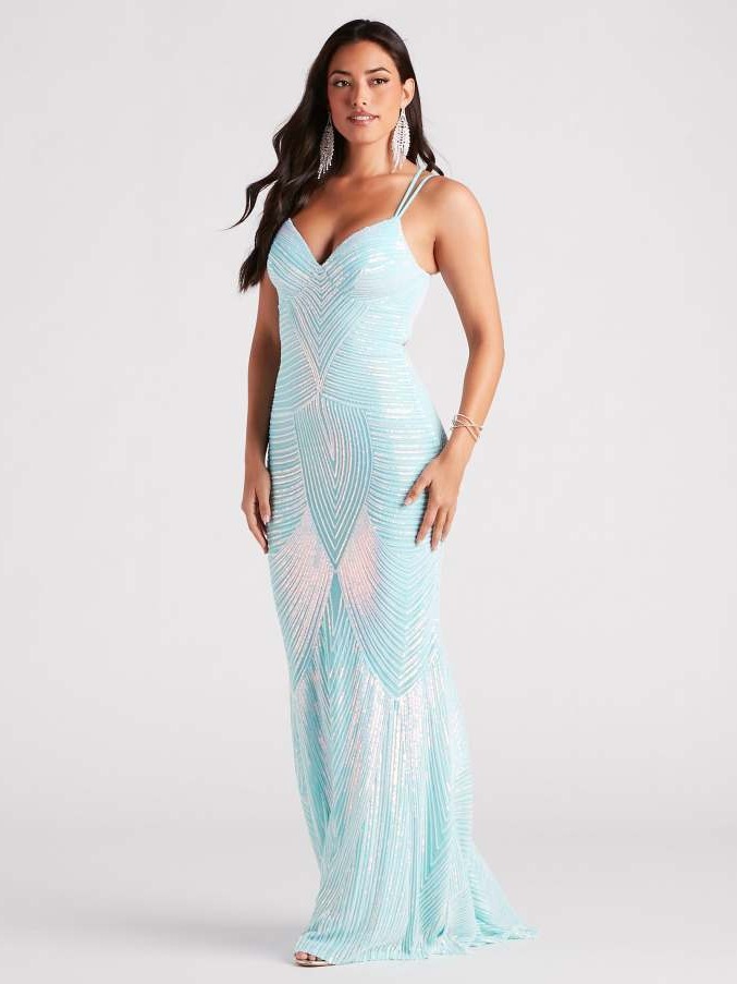 Vestido de noche de piso con lentejuelas con cuello en V sexy europeo y americano transfronterizo vestido de fiesta de fiesta de banquete elegante (2 colores)