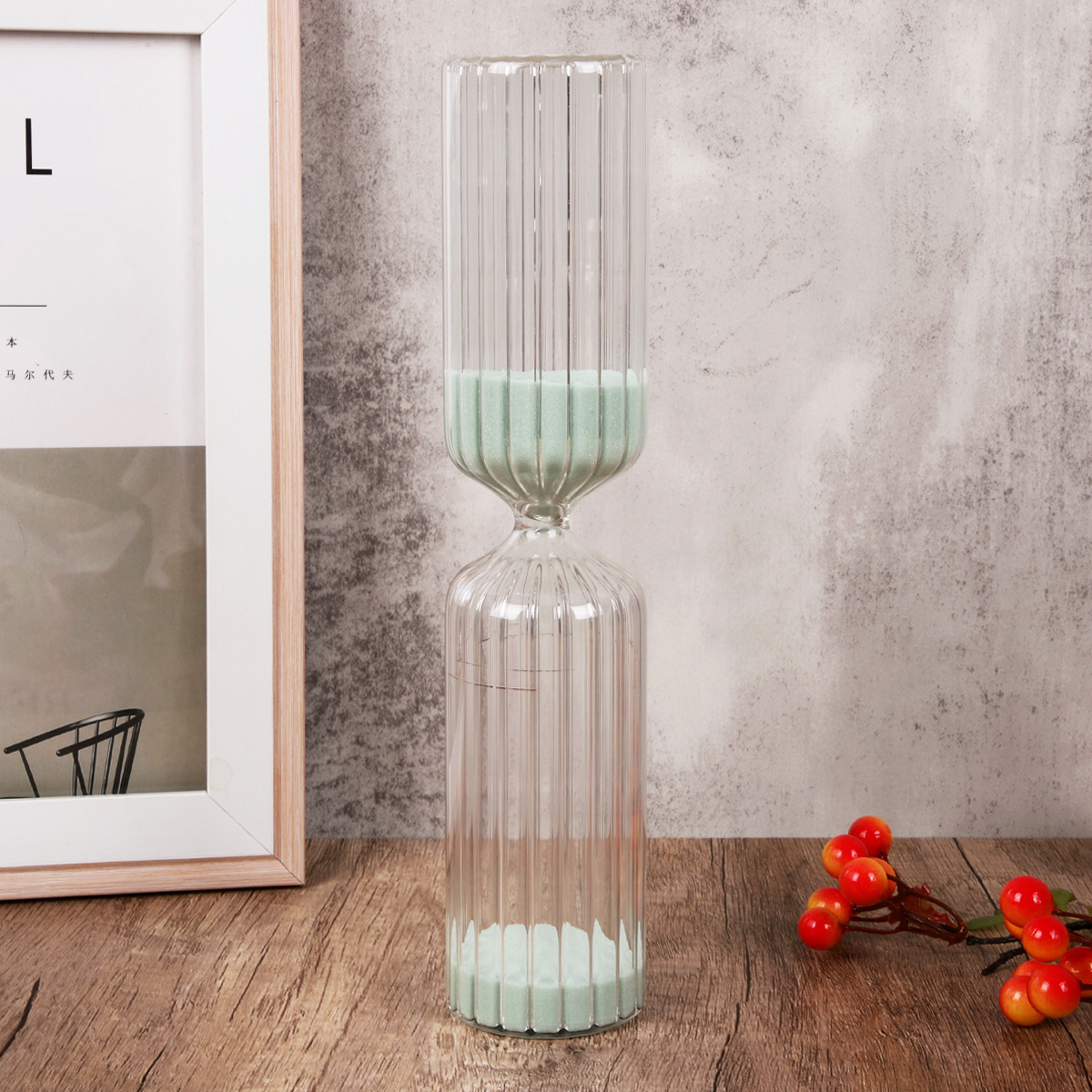 Reloj de Arena Circular de Vidrio Decorativo de Vidrio de Borosilicato Alto para Sala de Estar
