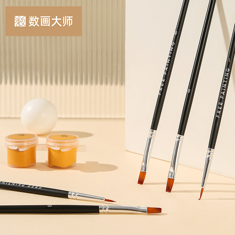 数字油画实木笔杆勾线画笔绘画填色细笔尖涂色丙烯颜料专用油画笔