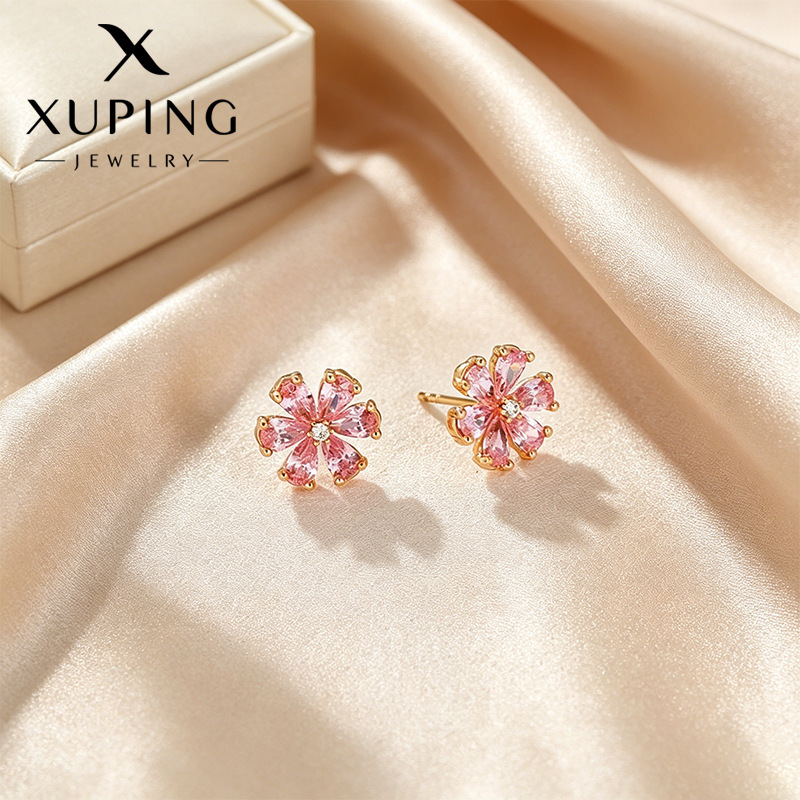 Xuping simple estilo retro flor pernos de aretes coloridos serie de aretes de aleación de cobre exquisitos pequeños aretes transfronterizos personalizados al por mayor
