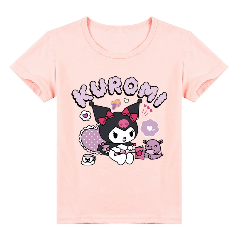 Кросс -бордер е -коммерс детская одежда Kuromi Kuromi мода печать короткий - рукав T -футболка лето K442