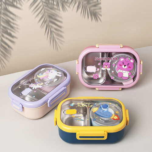 New 304 stainless steel insulated lunch box for male and female students and children portable compartmented lunch box canteen lunch box