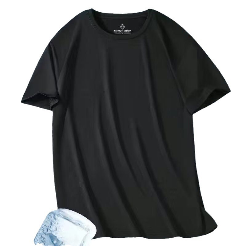 Ice Silk Men's Short-sleeved T-shirt Loose plus size Summer Thin Mesh Casual Sports Half-sleeved Cool Breathable T-shirt