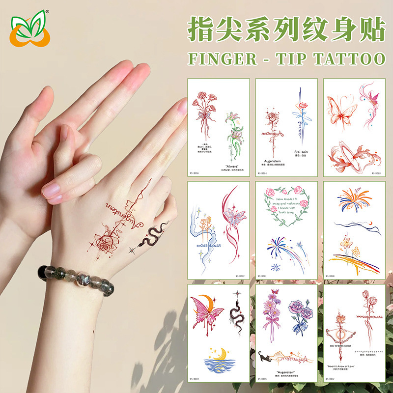 Finger Tattoo Sticker Cute English Waterproof Long-Lasting Collarbone Decoration Bracelet Disposable Tattoo