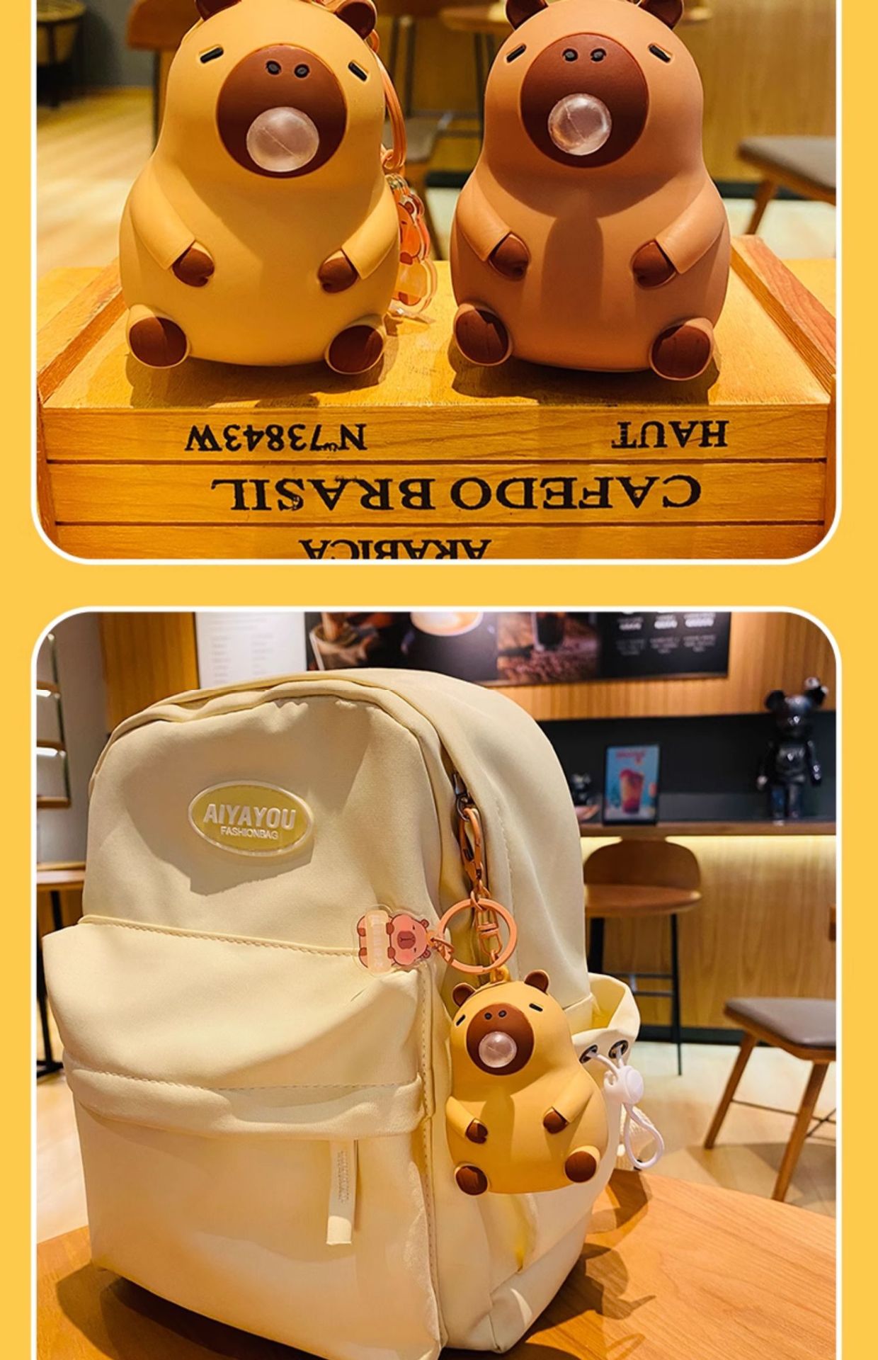 Capybara Plush Keychain With Bubble Blowing Stress Relief Feature_voghion.com