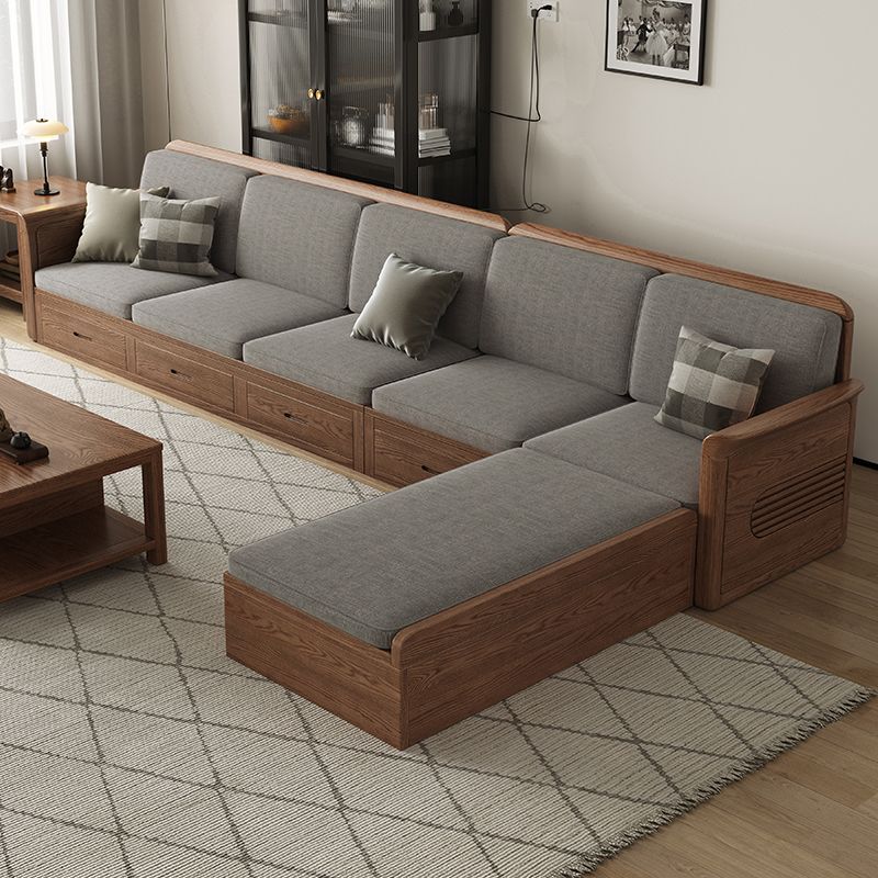 Ash Solid Wood Sofa Storage Modern Simple Winter and Summer Dual-Use Small Apartment Living Room Combination Chaise Sofa Frame