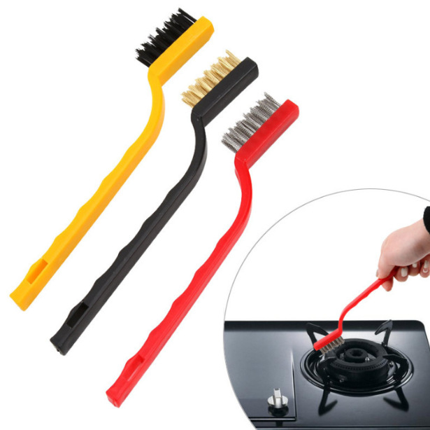 Kitchen Brush Gas Stove Cleaning Brush Range Hood Stove Gap Cleaning Brush Nylon Brush Rust Removal Steel Wire Small Brush