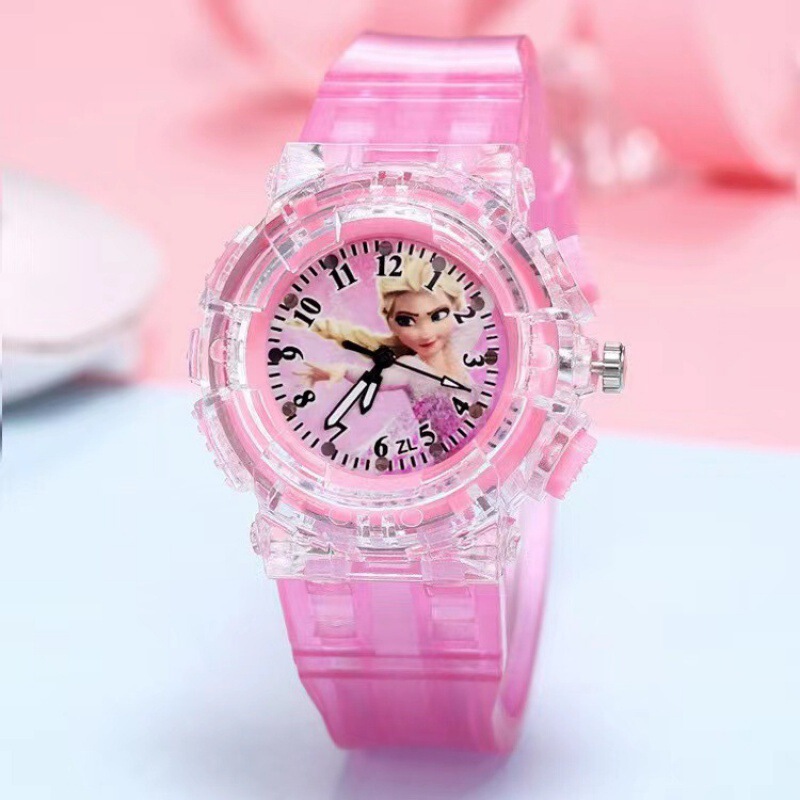Frozen princess watch children's watch wholesale fashion creative colorful led flash transparent luminous watch Frozen princess watch children's watch wholesale fashion creative colorful led flash transparent luminous watch